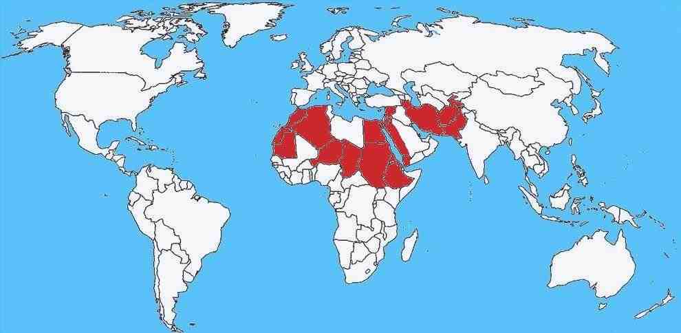 Mapa de difusión Androctonus amoreuxi - Escorpión del Norte de África