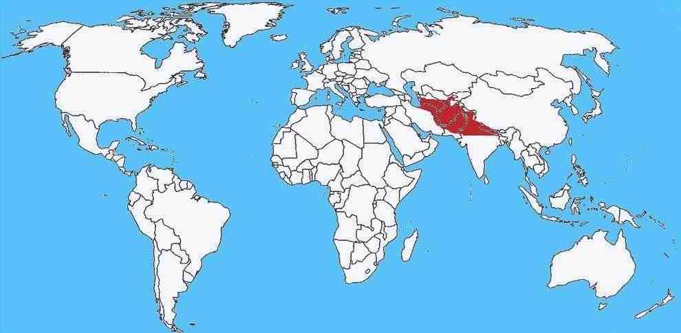 Mapa de difusión Cobra del Caspio - Naja oxiana
